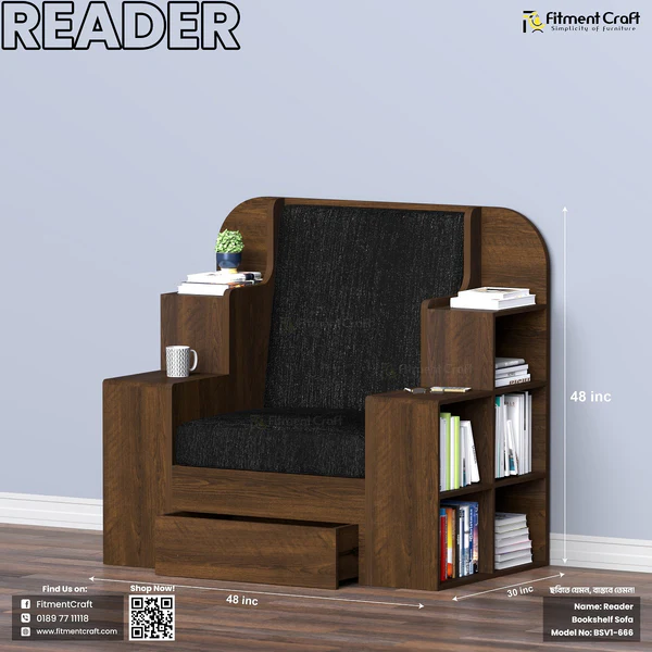 Reader - Bookshelf cum Sofa | BSV1-666